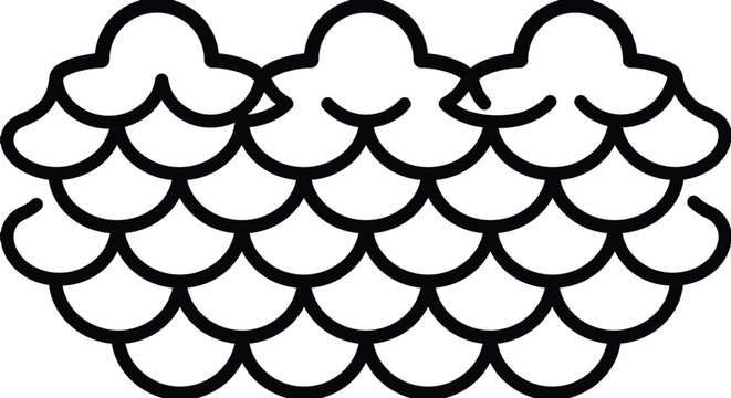 Minimalist repeating fish or dragon scale pattern icon