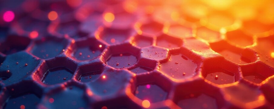 Close-up view of hexagonal grid Honeycomb pattern backdrop , minimal, surface, art