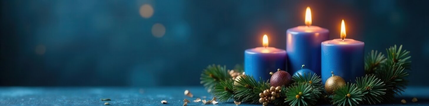 Elegant blue & gold Advent candles, Christmas gift , candle, weihnachtszeit