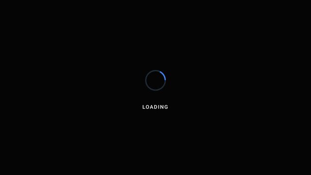 Seamless circular loading spinner animation, dark theme. Minimalist loading indicator, seamless loop, black background