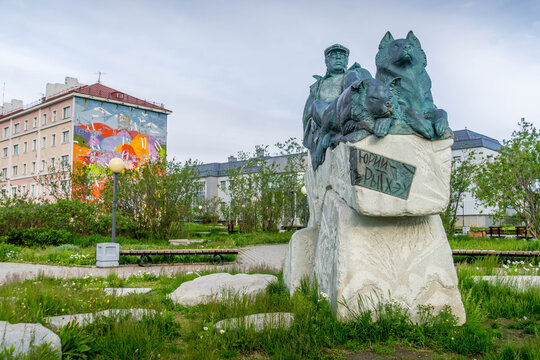 Yuri Rytkheu monument, famous writer and founder of Chukchi literature, in Anadyr city, Russia (2011, by A. Rukavishnikov).
