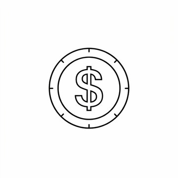 Minimalist dollar coin outline icon for financial business design