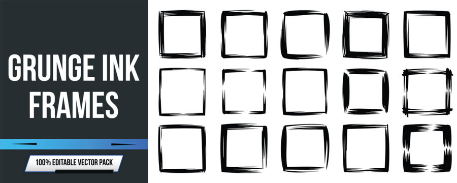 Grunge Ink Borders and Square Frame Vectors