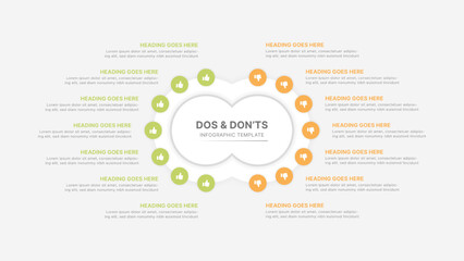 Obraz premium Dos and Don'ts Comparison Infographic Template with 7 & 14 Steps