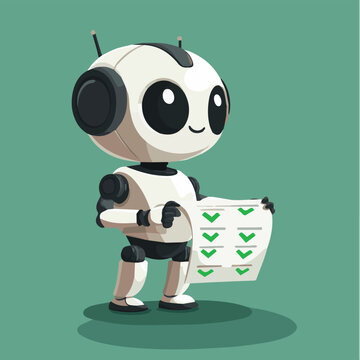 A cute robot holding a checklist, symbolizing assistance and efficiency in modern tasks.