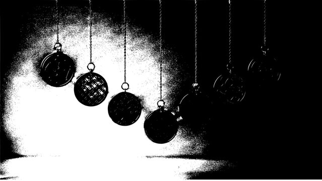 Abstract swinging pendulum orbs graphic design element with pendulum, swinging