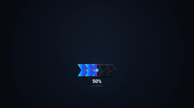 Futuristic Progress Indicator Bar with Glowing Blue Gradient Motion Effect