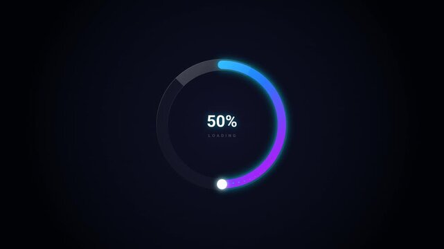 Circular Progress Bar Indicator With Digital Gradient Loading Percentage