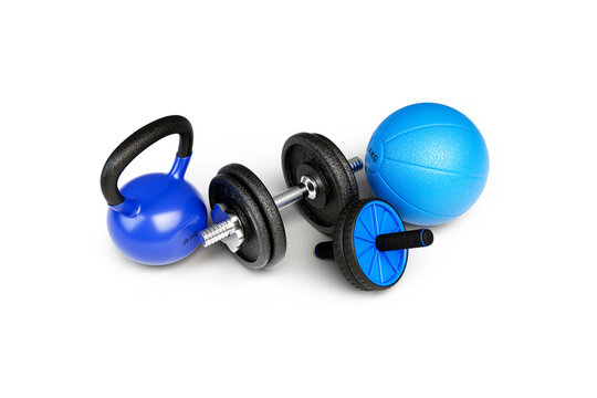 Top View Fitness Workout Equipment Set with Kettlebell and Weights