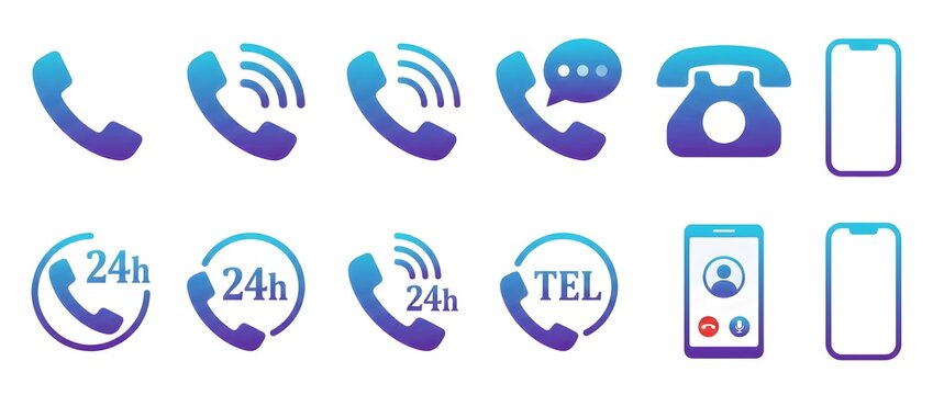 icons set call, mobile, msg,phone