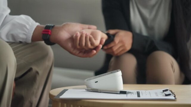 Healthcare Professional Checking Patient Blood Pressure During Preventive Medical Examination