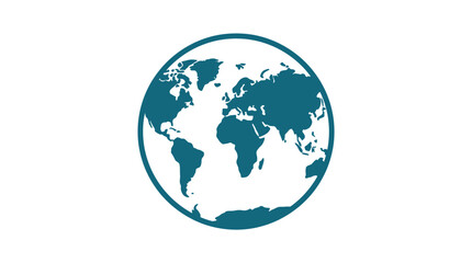 Fototapeta premium A minimalist teal colored flat vector icon depicting a simple globe of the entire world