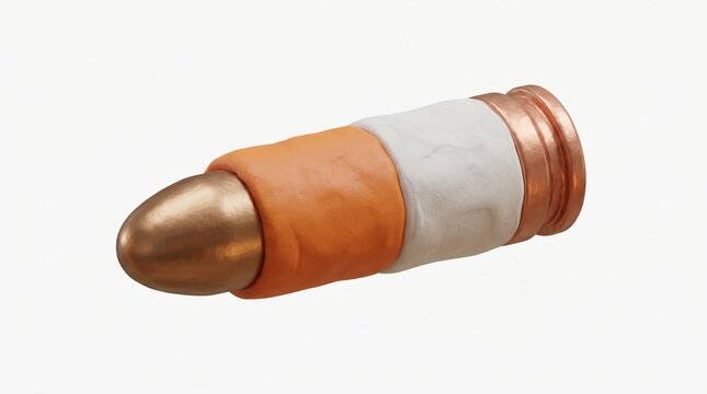 3D clay illustration of cigarette shaped like a bullet concept of smoking kills