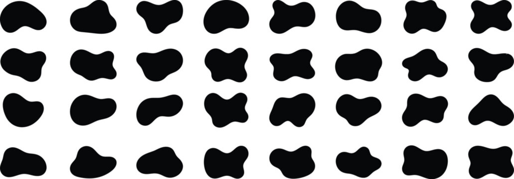 Abstract black ink blot shapes pattern rorschach test inspired design element