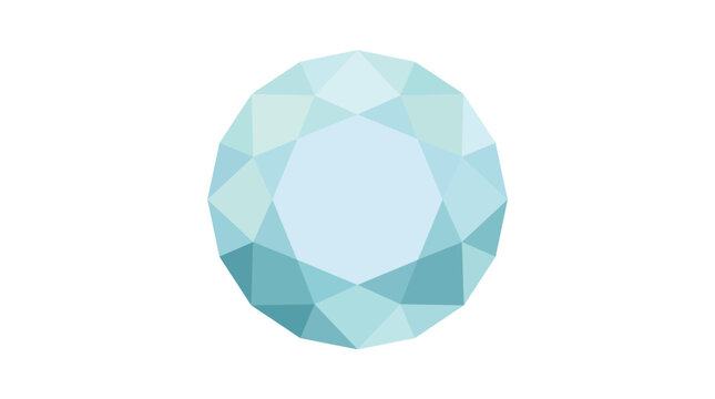 A beautiful light blue diamond gemstone with sharp geometric facets isolated on a white background