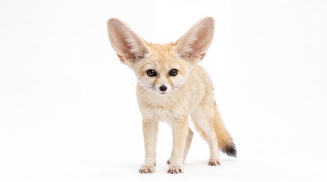 Cute fennec fox standing and looking at the camera