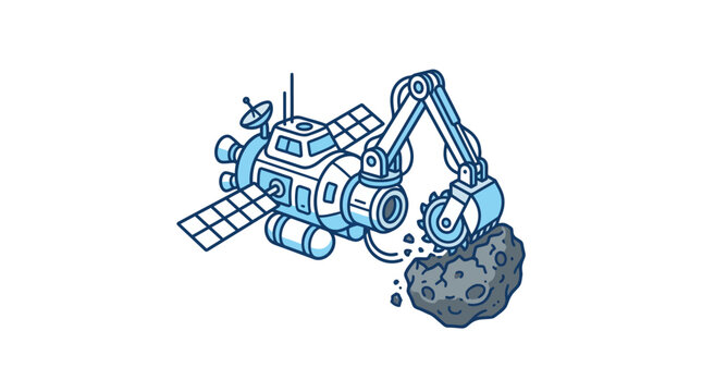 Spacecraft mining mineral resources from asteroid in space