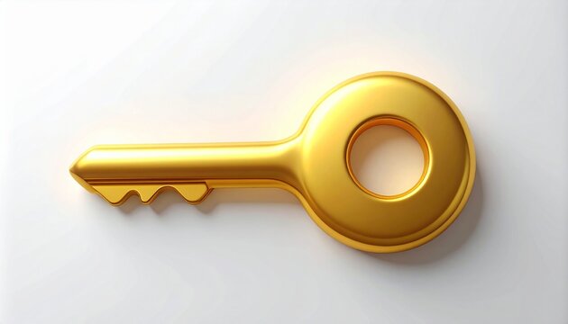 Floating Golden Key 3D Icon for UI Design