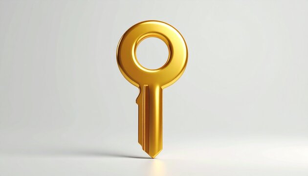 Premium 3D Key Icon Isolated on White Background
