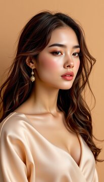 Elegant silk style trends leading to a beautiful wave pastel core on premium muted ochre gradient background