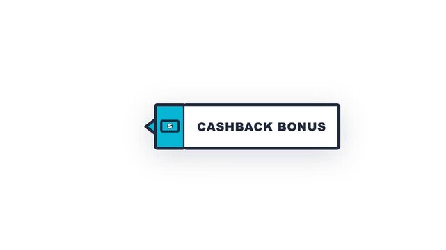Cashback bonus digital banner graphic with a blue dollar sign icon for web promotional motion video footage marketing design elements