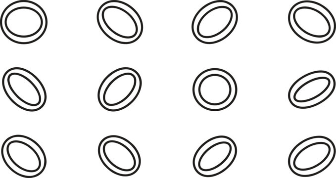 Geometric circle and oval shape patterns, abstract ring elements, simple monochrome round designs for creative graphic design background layouts