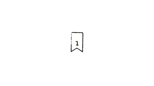 Minimalist number one badge icon animation with hand drawn sketch style aesthetic for creative digital motion video graphic design assets