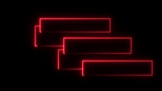 Glowing pink neon three frames HUD line annotation animation on black background 4K video.