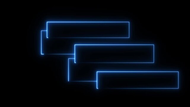 Glowing pink neon three frames HUD line annotation animation on black background 4K video.