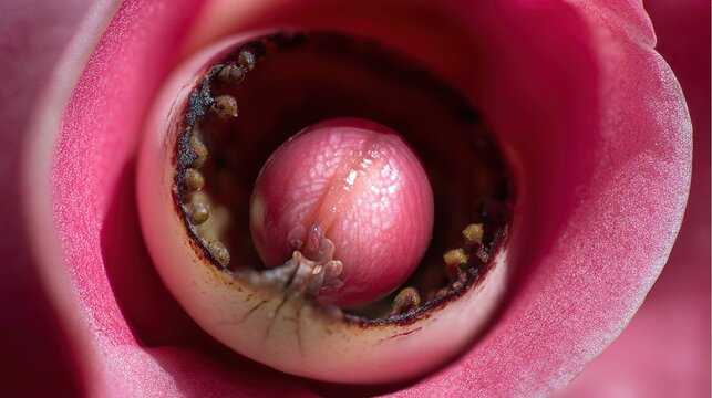 unopened. Close-up of a pink orchid bud with intricate petal structure. gardening catalogs, home-decor guides, designed for gardening and botanical catalogs, promotes healthy living.