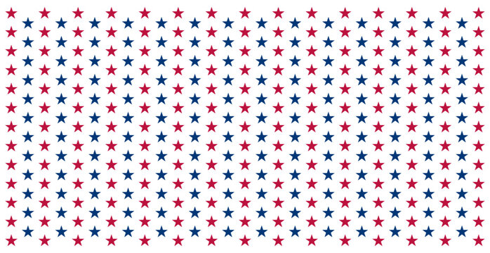Red Blue Stars Seamless Pattern Background Vector Illustration.