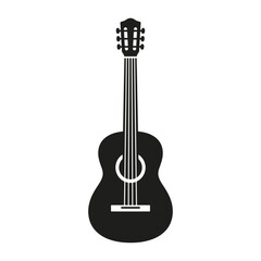 Fototapeta premium A simple black silhouette of an acoustic guitar icon design