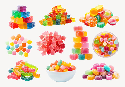 Colorful Assortment Of Various Candies Element Set