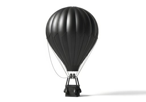 Sleek Minimalist Black Hot Air Balloon Isolated on White Background for Modern Travel and Transport Concepts
