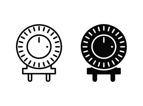 Rotary Encoder Icons Black and White Electronics Component