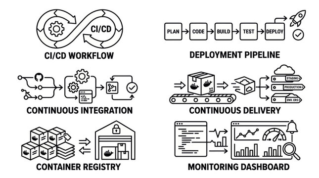 Cicd workflow diagram with continuous integration and deployment pipeline