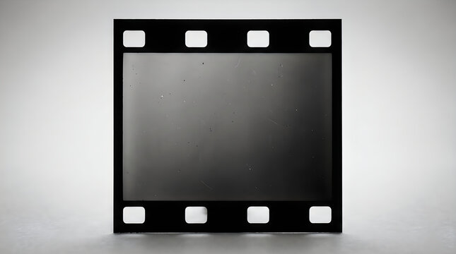 A single frame of vintage thirty five millimeter black and white analog photographic film strip