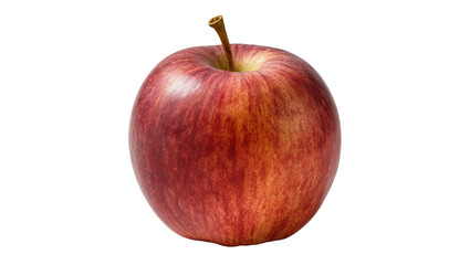 Ripe red apple with stem, isolated on transparent background