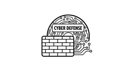 Cyber defense system protection icon. © Ciki