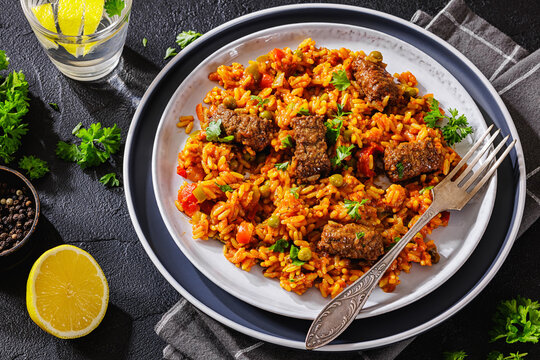 Spiced Middle Eastern Rice Bowl with Beef Sausages