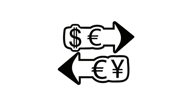 Currency exchange rate symbol icons.