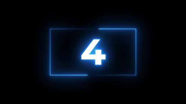 10 second neon countdown timer animation with neon number text from 10 to 0 with interesting neon frame animation.Motion graphic of concept neon number text glowing animation 4k video