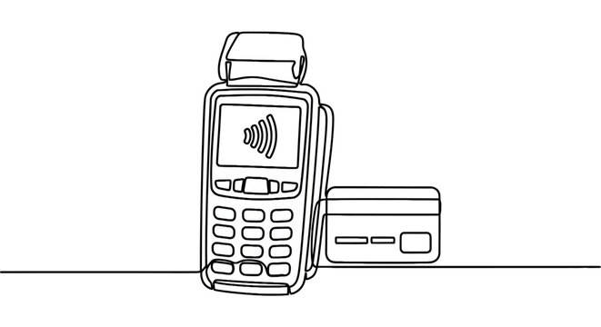 Payment terminal with credit card.