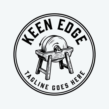 Vintage sharpening stone emblem. Great for artisanal crafts, tool shops, and traditional services.