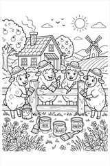 Fototapeta premium Charming rural scene with children playing outdoors near a cozy house, sunny day, cheerful mood