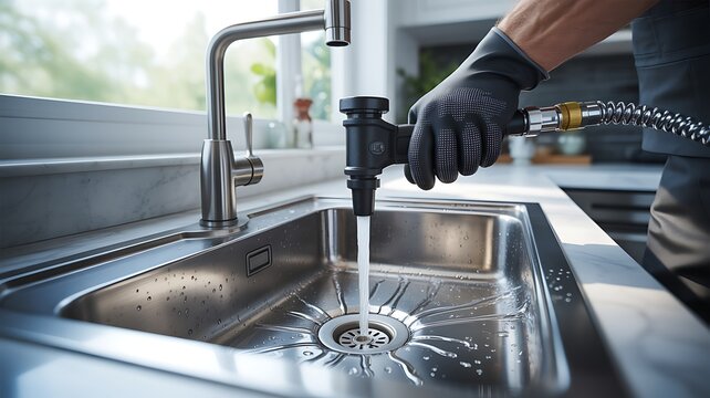 Person washing dishes in a modern stainless steel sink