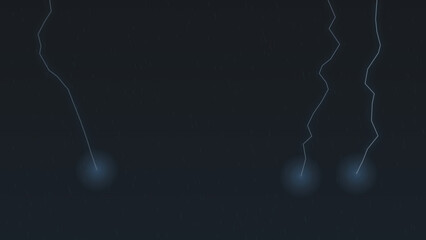 Two lightning bolts striking dark stormy sky with glowing electric energy © Md. Akash