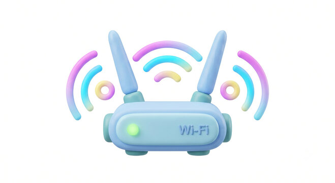 Wireless network router emitting signal waves for digital connection