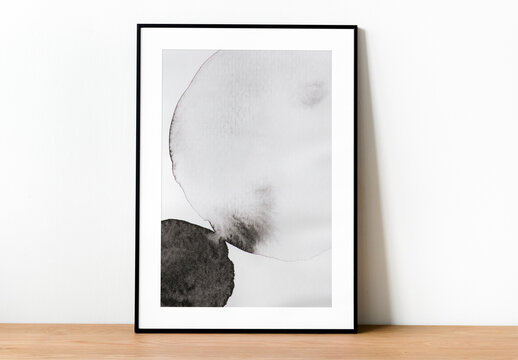 Minimalist Abstract Black White Art Frame Mockup PSD