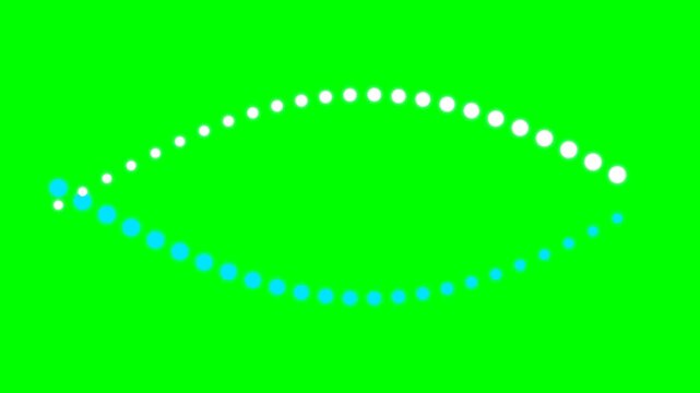 Abstract Animation of Christian Ichthys Fish Symbol Created with Luminous Blue and White Particles on Green Background for Video Editing